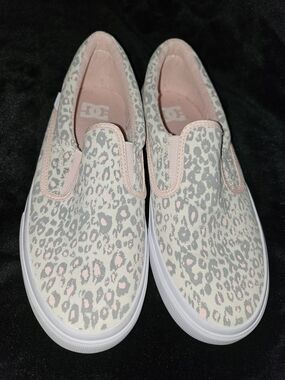 DC Women’s Slip-On Leopard Print Canvas Sneakers - Pink/Grey